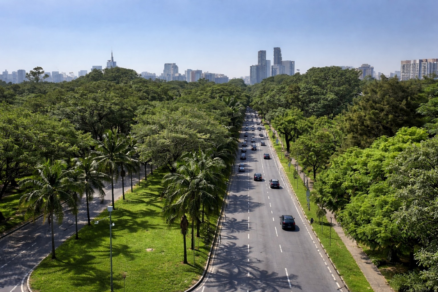 Vista aérea de área urbana com edifícios e vias