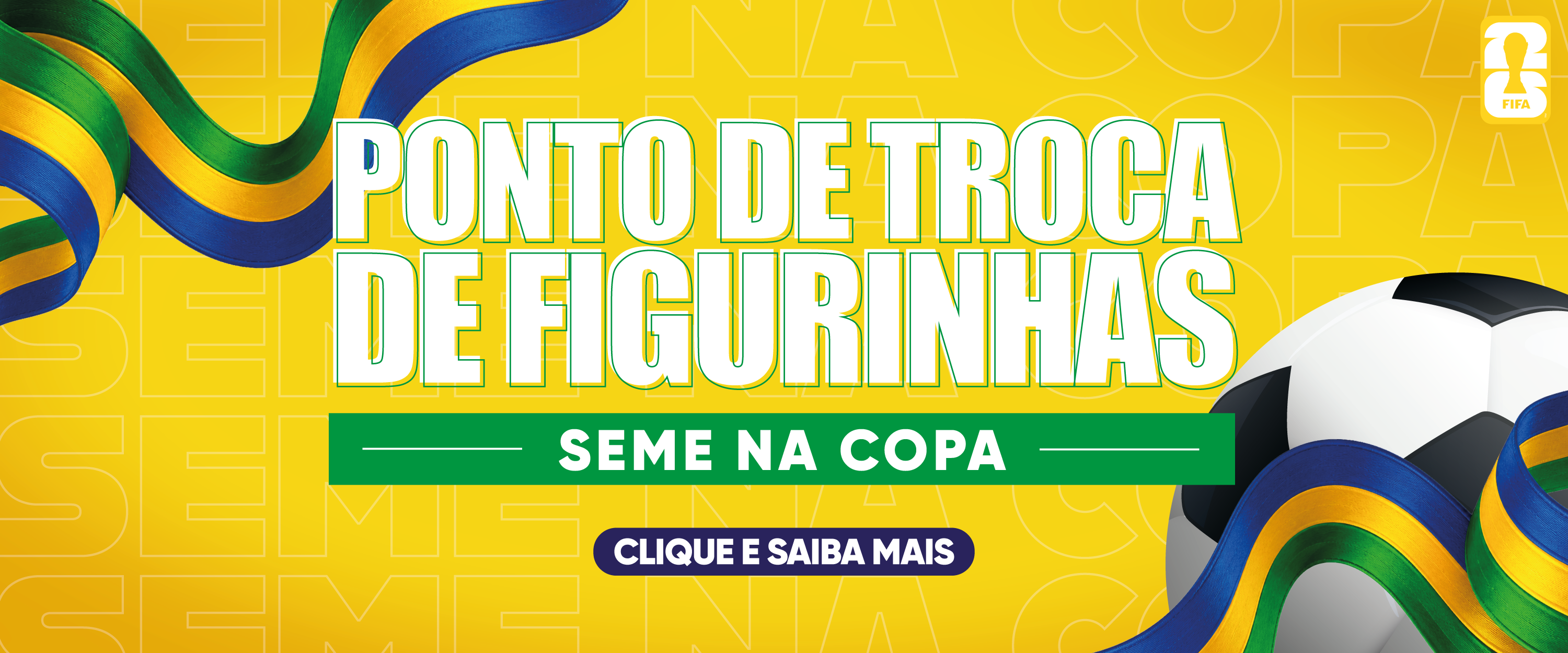 Na imagem, arte de divulgação dos pontos de trocas de figurinha nos Centros Esportivos.