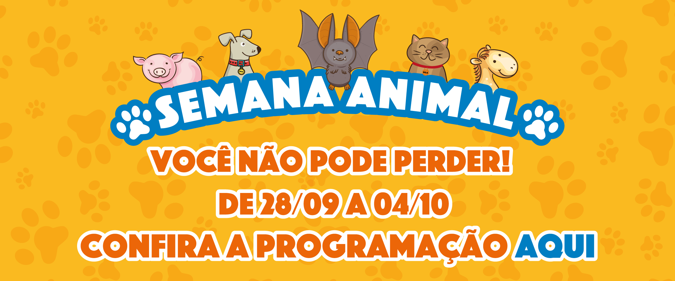 A ilustração mostra animais como porco, cachorro, morcego, gato e cavalo. O texto diz: 