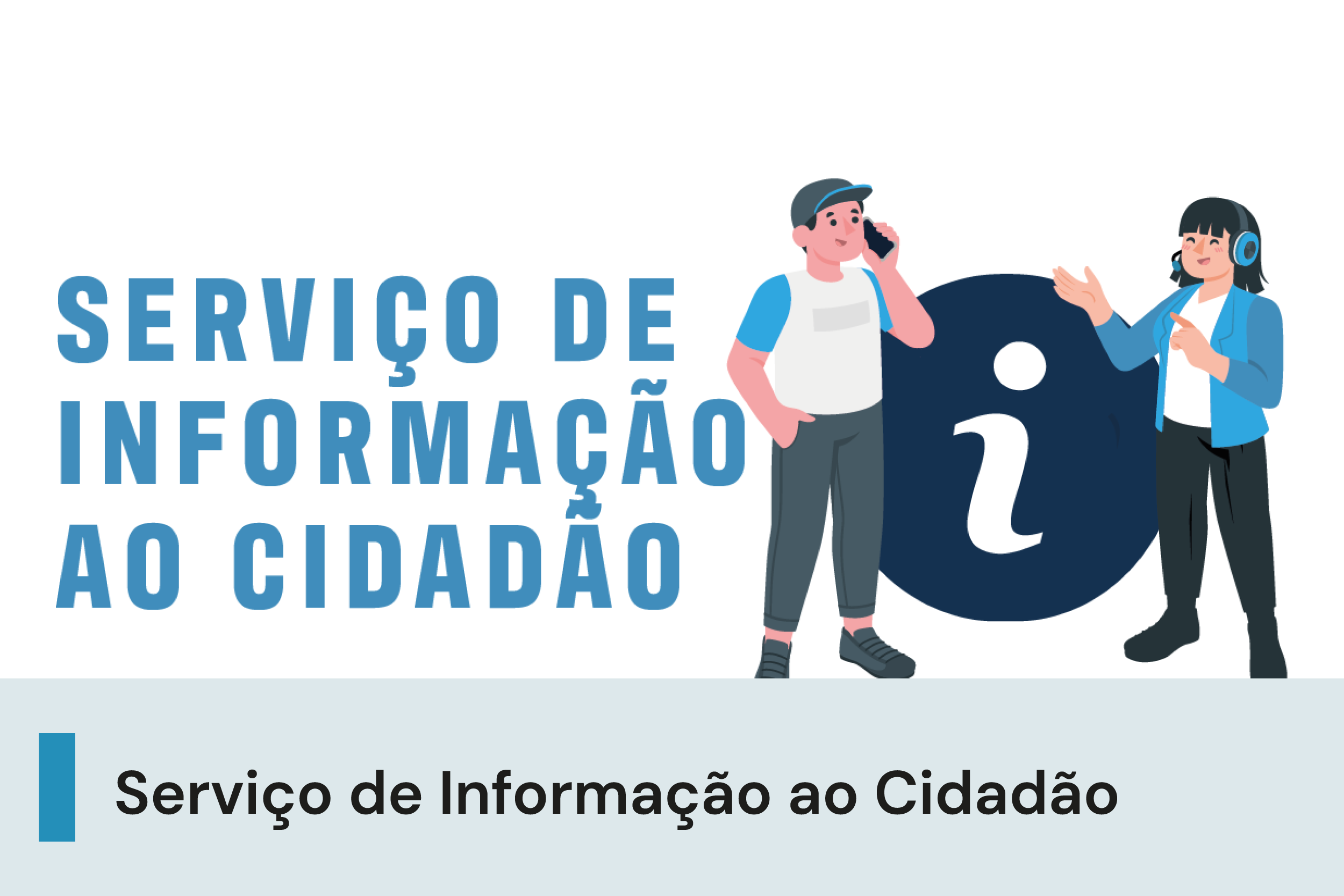 A imagem possui um fundo branco com uma ilustração de um homem e uma mulher ao telefone.. Abaixo, uma faixa com o texto 